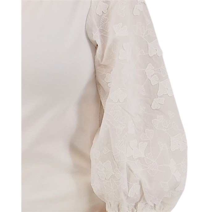 Tom Tailor T-shirt met blouse mouwen borduur Ecru